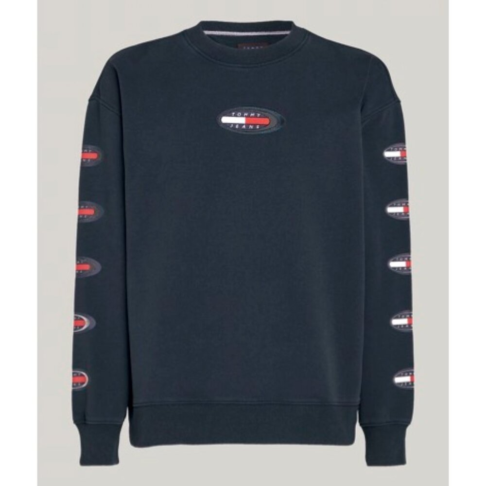 NWT Tommy Jeans Navy Retro Logo Relaxed Fit Sweatshirt Men's 3XL